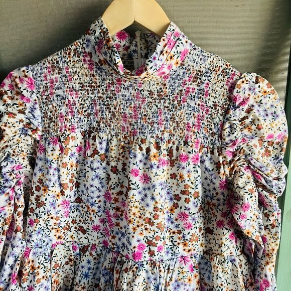 MUNTHE Womens Correct Smocked Floral Mini Dress Size 6 - Picture 11 of 16